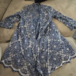 Miss Chievous Blue and White Lace Cover Up
